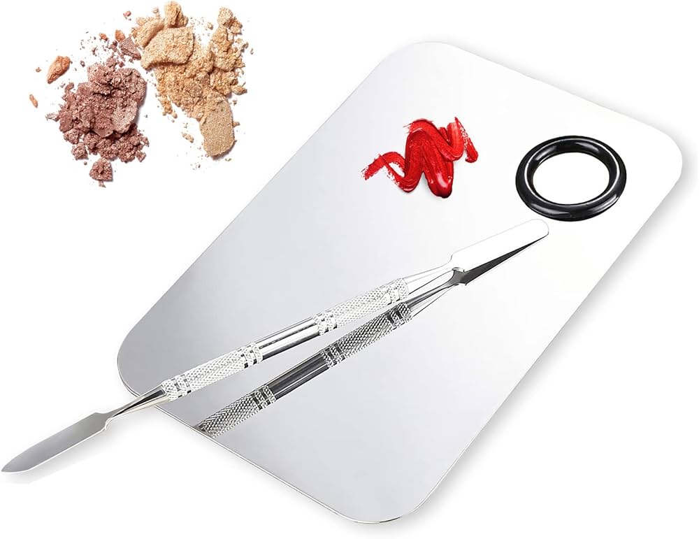 2 pcs Makeup Mixing Tray with Makeups Spatula Foundation Palette