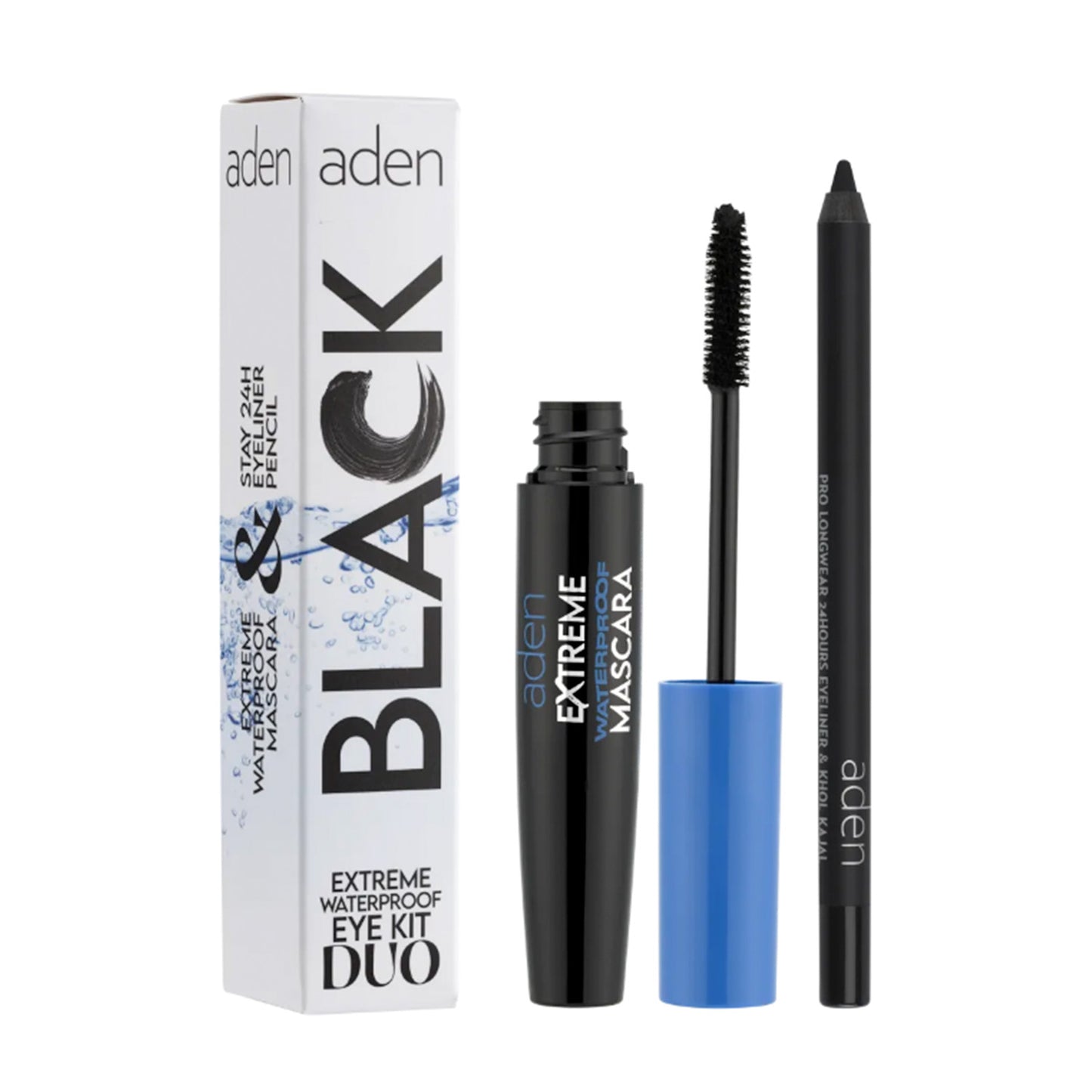 aden Extreme Waterproof Eye Kit Duo MASCARA AND EYELINER 24HR.