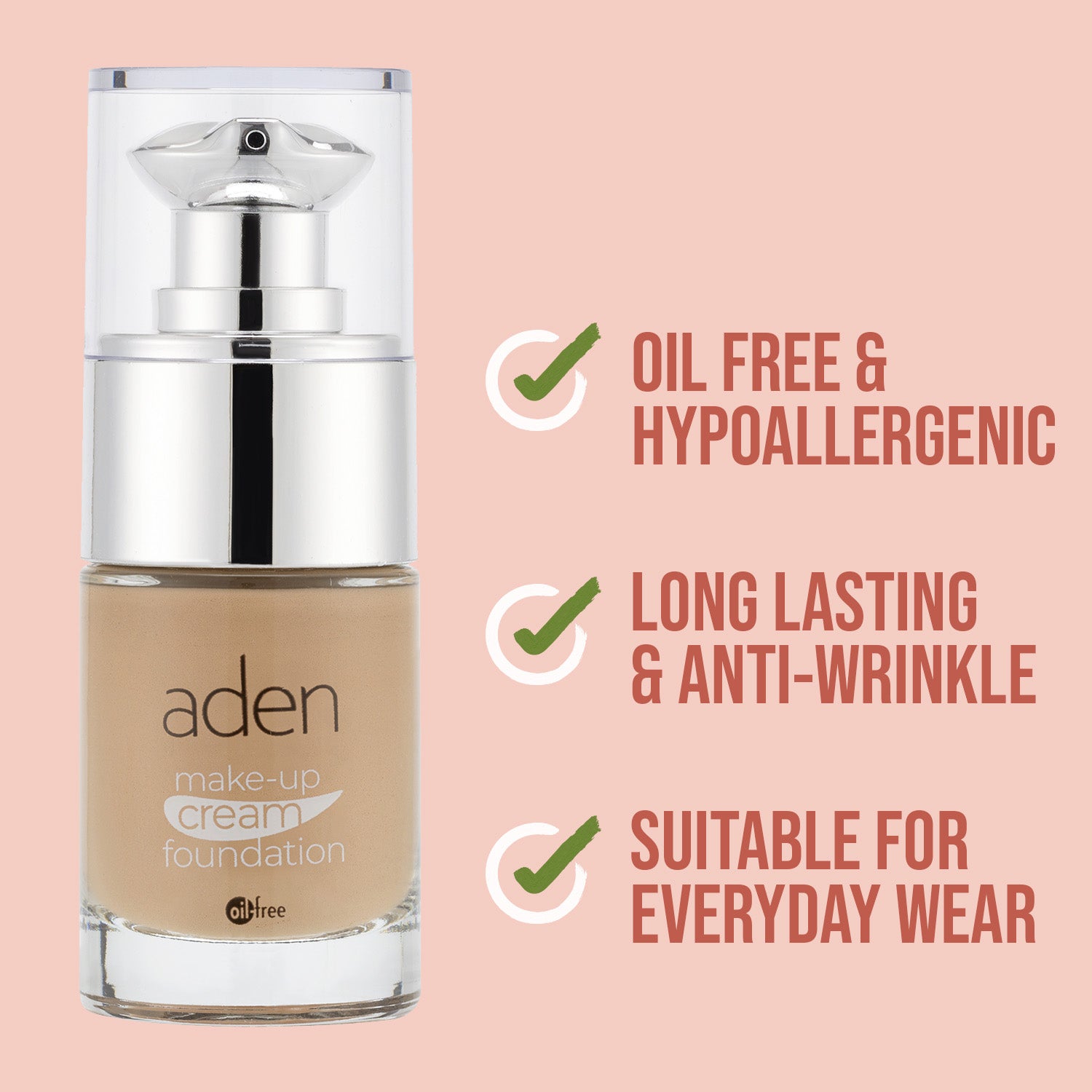 Aden Long lasting Oil Free Cream Foundation aden Cosmetics USA