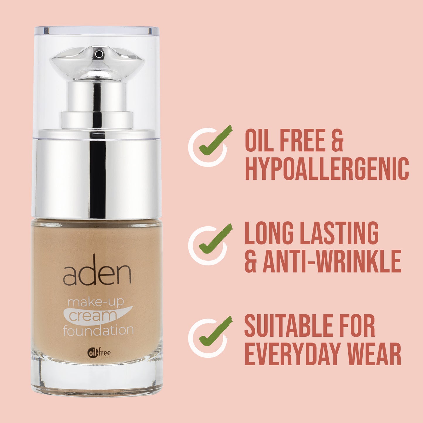 aden Cream Foundation Long lasting Oil Free